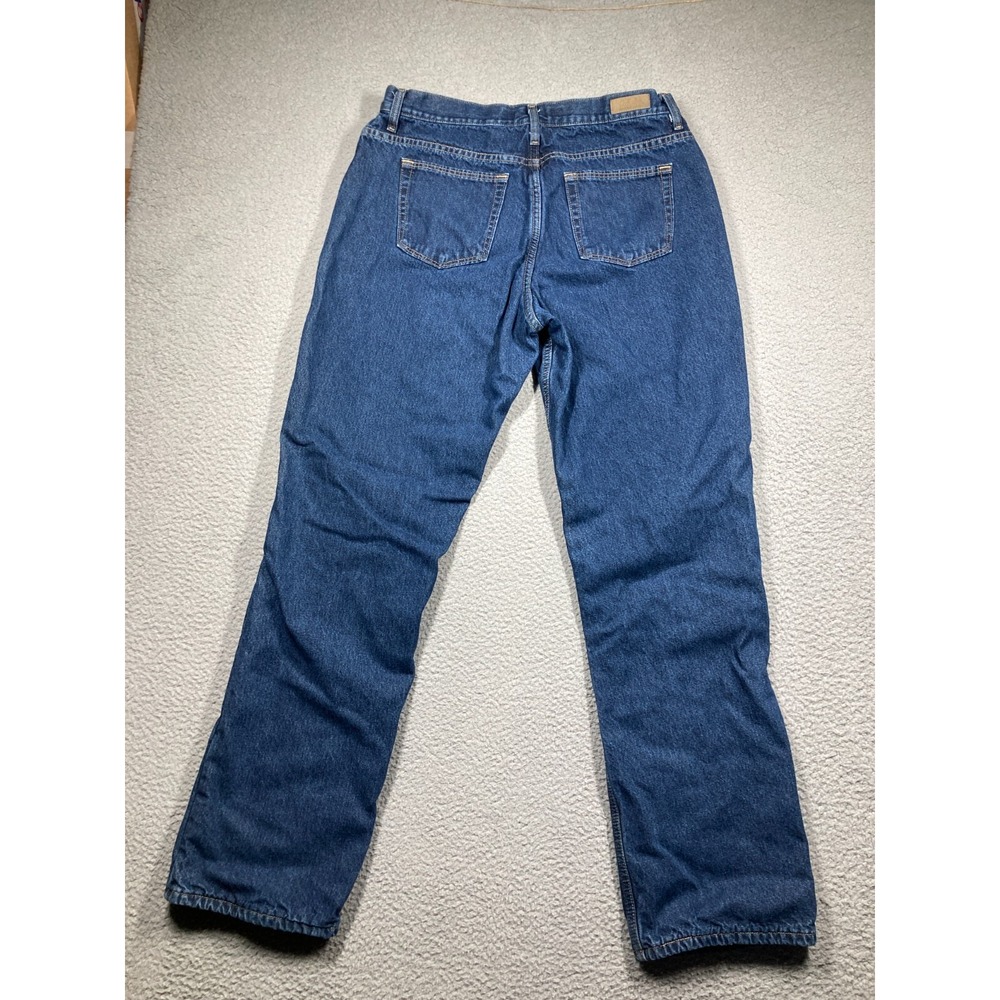 Cabela's Casuals Flannel Lined Jeans Women 14 Long Blue Denim Plaid Insulated - Picture 15 of 16
